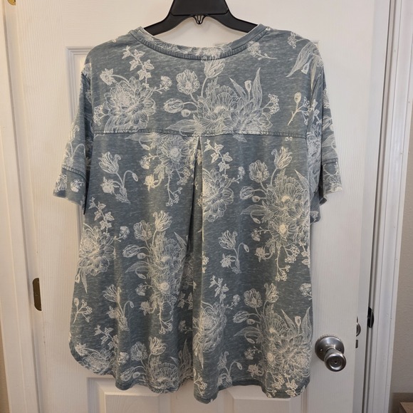 Jane + Delancey sz 3X green floral relaxed fit t-shirt top boho casual cottage - Picture 5 of 10